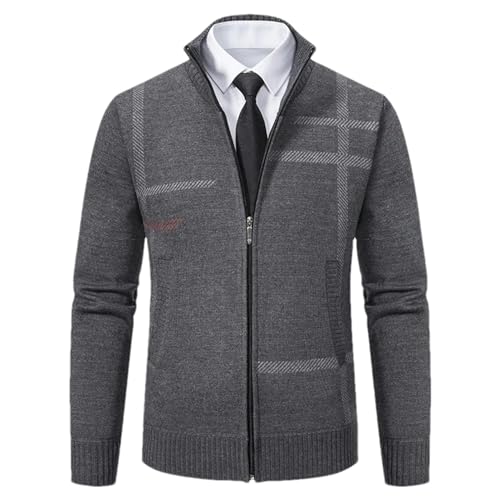 Cardigan homme en tricot pour le printemps veste décontractée à col montant ajustable