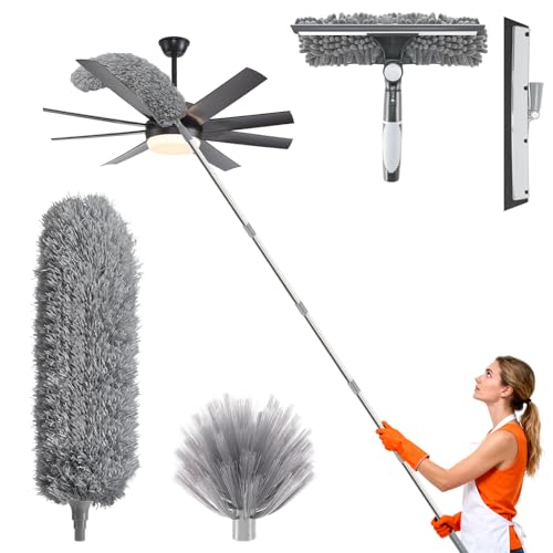 Vasmeiy Plumero Telescópico Extensible, Microfibra Lavable, con Plumero Largo Extensible de 1,5 a 4,9 m, Duster para Limpieza Techo, Telarañas, Ventiladores de Techo Alto
