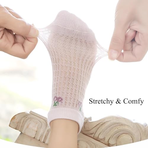 5 Pairs Girls' Fun Thin Summer Ankle Socks, Cute Strawberry Mesh Short Socks for Kids Toddlers4