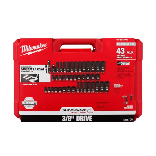 Milwaukee 49-66-7009 43PC Shockwave Impact Duty 3/8" Drive SAE & Metric Deep 6 Point Socket Set