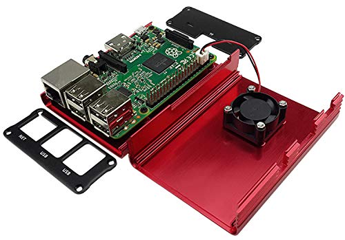 Eleduino Raspberry Pi 3 B+ Case, Raspberry Pi Aluminum Case For Raspberry Pi 3 B+, Pi 3 Model B, Pi 2 Model B (With Cooling Fan, Red) #TOP3
