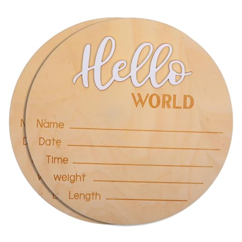 ULDIGI Newborn Sign 2pcs Wooden Baby Name Plate Birth Announcement Photo Prop for Party