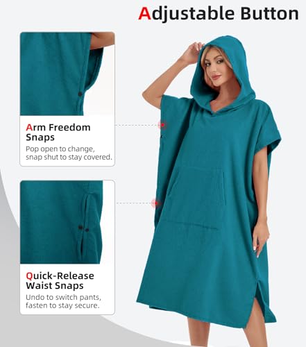 Abahub Surf Poncho Men & Women Towel Poncho Adult with Hood, Thick Quick Dry Changing Poncho Towel, Microfiber Wearable Cover Up for Surfing Beach Swim - Absorbent Changing Towel L (Dark Green)