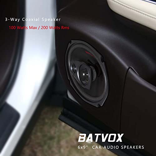 Batvox Cs691 200 Watts 6X9 Inch 3 Ways 4 Ohm Impedance And Piezo Tweeter For Premium Car Audio Coaxial Car Speakers, Car Stereo Sound System With Removable Grill (2 Speakers) #TOP7