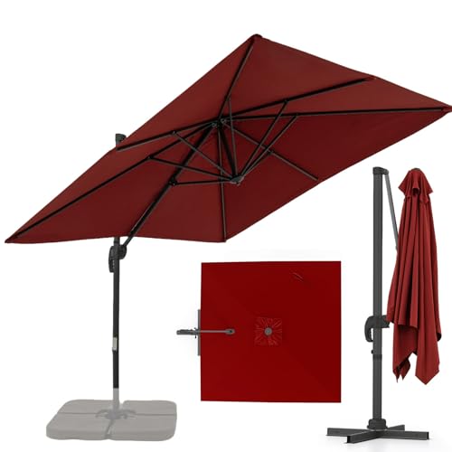 RELAX4LIFE Parasol Déporté Rectangulaire 2.5x2.5M, Parasol de Jardin Exterieur Inclinable et Rotative 360° par Pédale en Polyester Anti-UV avec 8 Baleines...