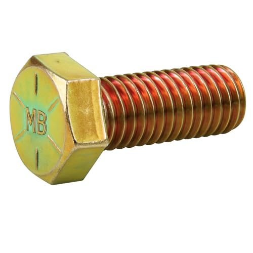 Image of 3 /8 x 1 (100 Pack) Grade 8 Coarse Hex Cap Screw, Coarse Thread, Yellow Zinc by Makers Bolt