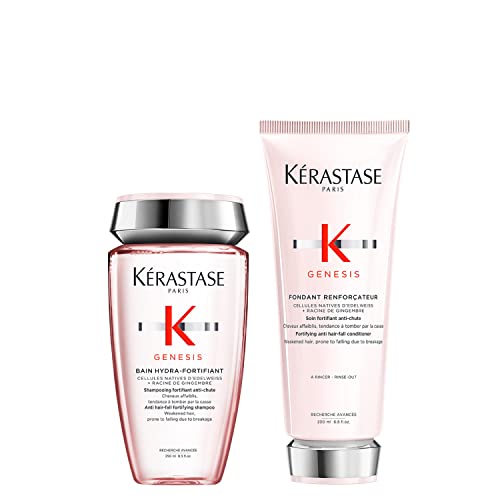 Kérastase Duo Genesis Nourishing Shampoo & Hydrating Conditioner For Weakened Hair With Ginger Root & Edelweiss Flower Bain Hydra-Fortifiant 250ml & Fondant Reinforcateur 200ml