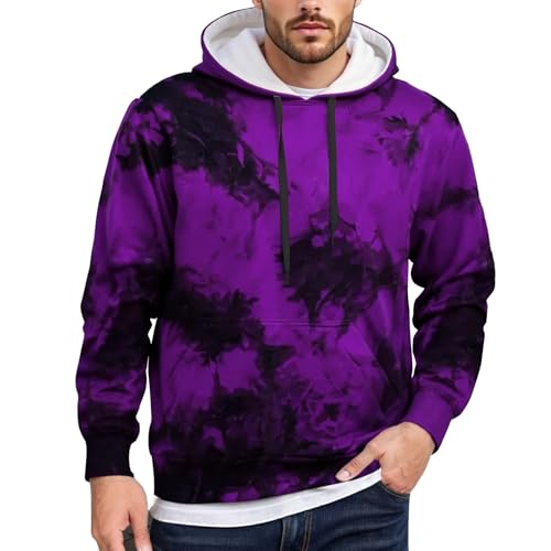 Generisch Sudadera con capucha para hombre con estampado de efecto Tie-Dye, manga larga, sudadera con capucha, sudadera con capucha, talla grande, ropa de calle, deporte, sudadera con capucha con