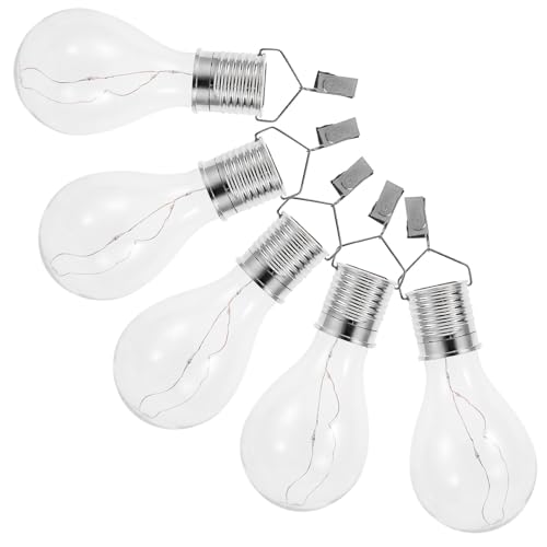 CHILDWEET 5 Bombillas LED Solares Colgantes para Jardín Exterior, Lámparas Solares Impermeables Inducción, Material Abs y Pc, Diseño Clásico y Alta Transparencia