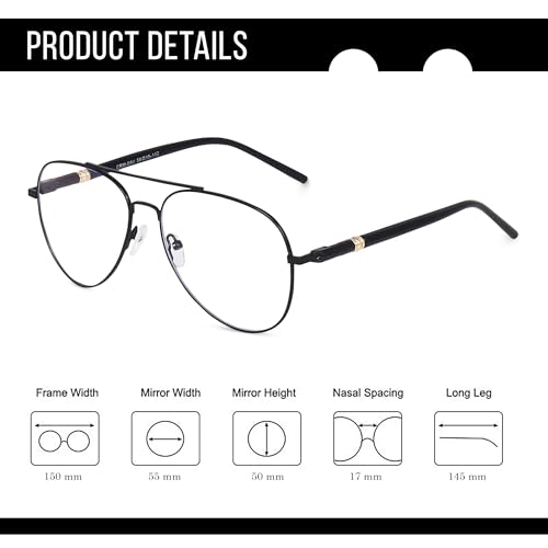 Image of CREEK Blue Light Blocking Blue Cut Zero Power anti-glare Aviator Frame for Eye Protection from UV by Computer /Tablet /Laptop /Mobile