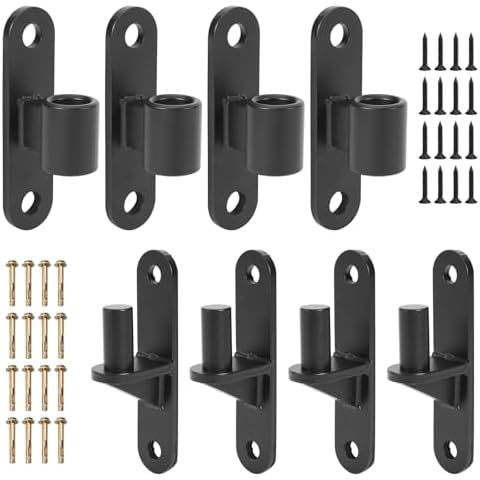 Rasugarlary Wall Mount Gate Hinges, 4 Pairs Heavy Duty Fence Gate Hinges 5/8'' Pin Fence Post Hinge Set for Wooden or Concrete Fence Gate (Black, Screws Included) Cover