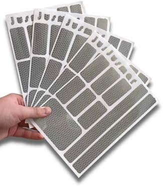 Jusmar Waterproof Reflective Stickers (5 Pack) 45pcs High Intensity Reflector Decals for Hard and Flat Surfaces, for Night Visibility, Silver Color