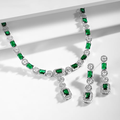 Image of Rubans American Diamond Zirconia Necklace Set Stylish Jewellery Gift for Women & Girls
