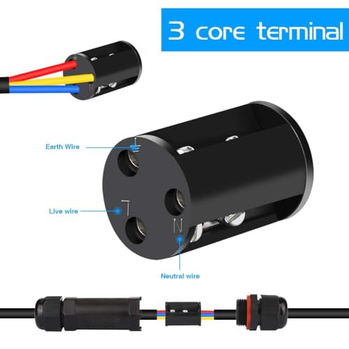 Kabelverbinder Wasserdicht IP68, Verbindungsmuffe Erdkabel Verbindungsbox 3-polig für Ø3-12 mm Kabeldurchmesser, Verteilerdose Abzweigdose Außen Wasserdicht, 4 Stück Schwarz