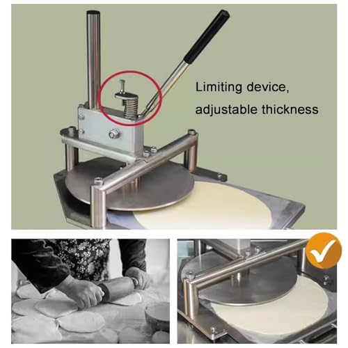 Pressa manuale per impasti per pizza con spessore regolabile, piastra rotonda e vassoio estraibile per pizze fatte in casa perfette