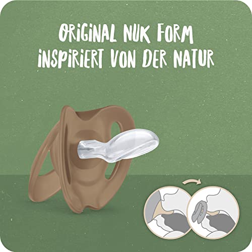 NUK for Nature Babyschnuller | aus nachhaltigem Silikon | kiefergerechte Form | BPA-frei | 6-18 Monate | beige | 2 Stück – Ansicht 2