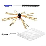 Feeshoppher Cepillo para chimenea con cabezal de cepillo mejorado giratorio para chimenea, herramienta de limpieza de pared interior, juego de limpieza de ventilación de conductos (juego de cinco