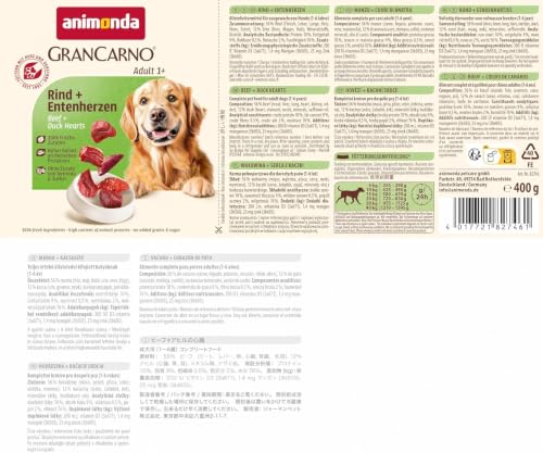 animonda GranCarno Adult Hunde Nassfutter Rind+Entenherzen (6x400 g)