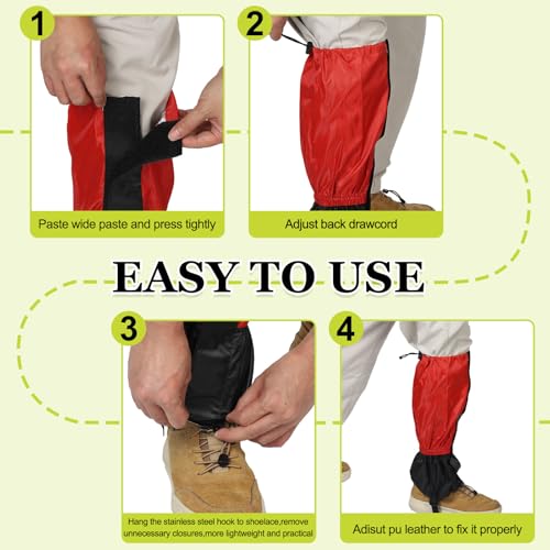 YELARXI Leg Gaiters, Outdoor Gaiters for Hiking Waterproof Adjustable Lightweight Snow Boot Guards with Foot Strap -for (Snowshoeing/Hiking/Hunting/Climbing), 18" & Fluorescent Green by YELARXI - Image 7
