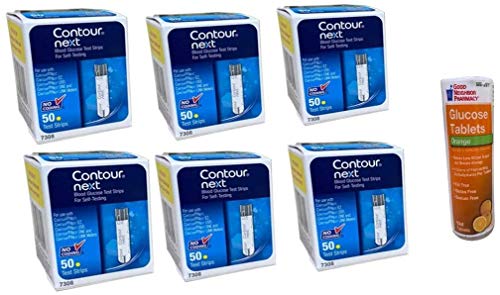300 Diabetic Test Strips 7308 (6 Boxes of 50) with Glucose Tablets 10ct