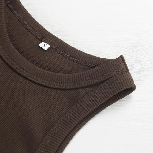 Image of Artfish Women Casual Basic Sleeveless High Neck Rib-Knit Y2k Crop Tank Top