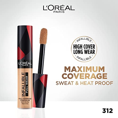 L'Oreal Paris Full Coverage Concealer, Waterproof Formula, For Undereye Circles and Blemishes, For Highlighting and Contouring, Infallible, Shade: 312, 10g - Image 2