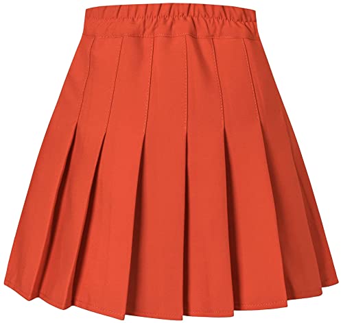 Girls' Pleated Skirts, School Uniforms High Waist Tennis Skater Mini Skort For Girls, Orange, 2-3T = Tag 100 #TOP1
