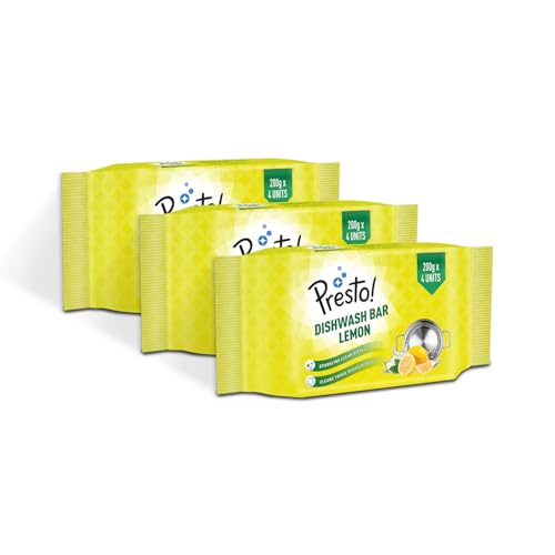 Amazon Brand - Presto! Dishwash Bar | 200 Gram | 12 count | 4 Bars Each X 3 Pack | Remo... at ₹199 (75% Off) – Amazon