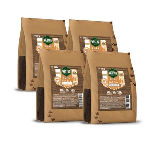 WESTHO Trockenfutter Pure Lamm & Kartoffel 4 x 500g Hundefutter | Premium Trockenfutter für Hunde | Hundetrockenfutter mit hohem Fleischgehalt | Getreidefrei | Alle Rassen & Altersgruppen