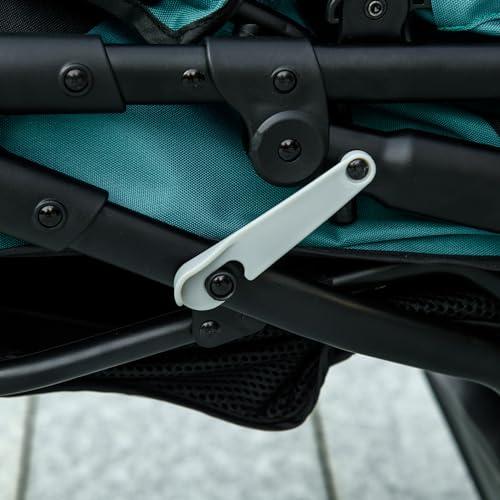 PawHut Hundewagen Hundebuggy klappbar für Hunde & Katzen bis 20 kg Katzenbuggy mit geländegängige Gummiräder Kissen Netzfenstern Türen Katzenwagen mit Aufbewahrungskorb Buggy Dunkelgrün