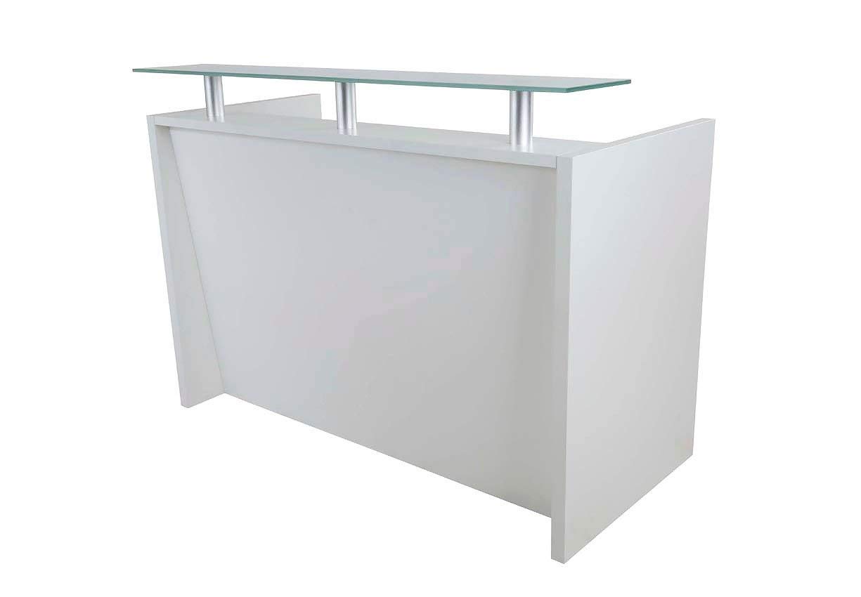 Buy Mahmayi Modern Reception Desk White Without Drawer Glass Top Desk