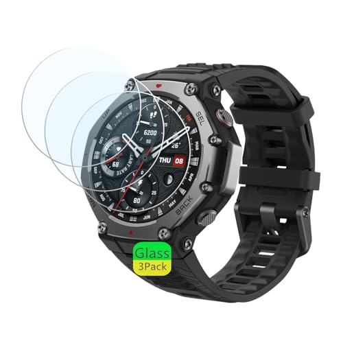 Aemus Screen Protector Compatible for Amazfit T-Rex 3 Pro Outdoor Smart Watch 48mm (3 Pack) Tempered Glass Protector Clear Film Compatible for T-Rex 3 Screen Protector