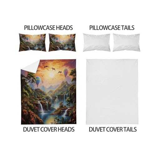 Parure de lit forêt tropicale 220x240 housse couette microfibre douce