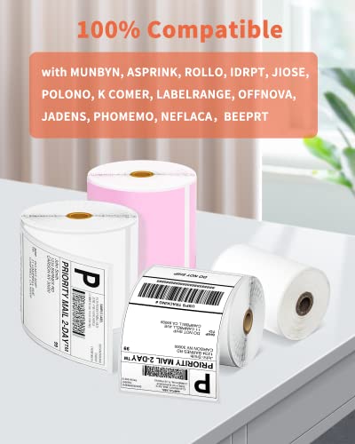 Image of 100 PCS 4x6 Thermal Label Roll - White 4 inchx6 inch Labels Shipping Supplies Labels for Thermal Label Printer - Permanent Adhesive Thermal Shipping Label for Shipping Packages - Water /Oilproof Mailing Labels