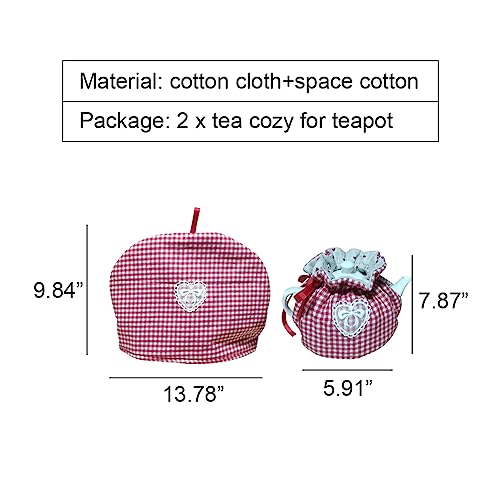 OLizee 2pcs Insulated Tea Cozy for Teapot & Kettle Warmer Cover - Plaid