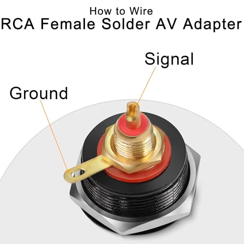 Conector RCA hembra con rosca y montaje fijo chapado en oro miniatura 4