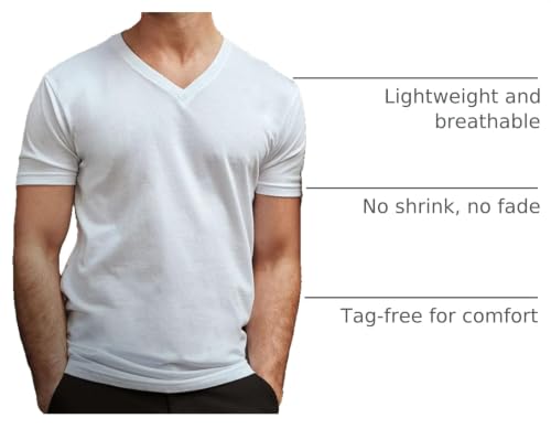 Image of Men's V-Neck T-Shirt Fitted Short Sleeve Soft Cotton Vneck Tees S-2XL