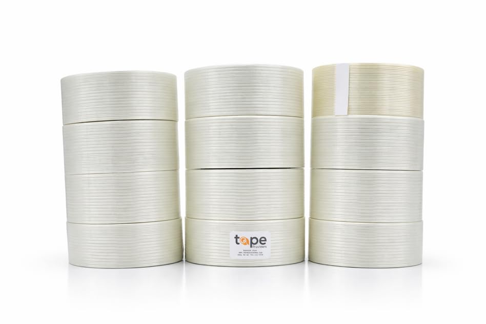 WOD UFST39 Fiberglass Reinforced Filament Strapping Tape, 2 inch x 60 yds. 4 Mil (Pack of 12) Filaments Run Lengthwise