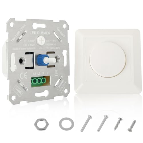 HUAREW Variateur de Lumiere LED 5-200W, Interrupteur Variateur Dimmable LED, variateur d'intensité 230 V pour led/halogène à intensité variable, variateur...