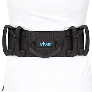Vive Gait Belt (300lbs) Transfer Belt with Handles – Medical Nursing Safety Patient Assist – Bariatric, Elderly, Handicap, Physical Therapy – PT Gate Strap Quick Release Metal Buckle, Grabbing Teeth