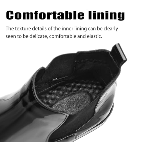 Men's Patent leather Low Block Heel Chelsea Boots Retro Pointed Toe Comfortable Elastic Band Slip On Water Proof Business Ankle Boots for Weddings Dances Dating Work3