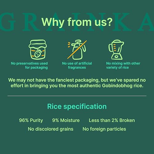 2021 BHARAT INDIA GRAINKA Gobindobhog Rice || 1.2 Kg || Premium Aged Aromatic Rice || Ideal for Khichdi, Pulao & Traditional Dishes || Naturally Fragrant & Flavourful