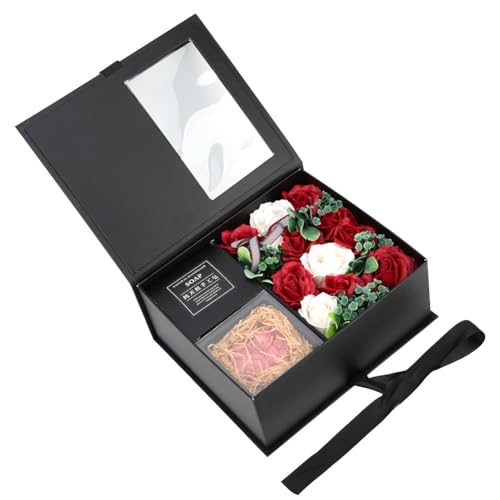 WXCHISU Jabón Artesanal con Forma de Rosa y ángel, Regalo romántico con Caja. (Roja)
