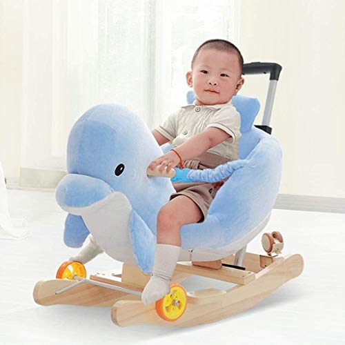 ZHANGYUEFEIFZ Schaukelpferd Plüsch Schaukeltier Pferd Rocking Pferd Kinder Delphin Stuhl Baby Trojan Spielzeug Geschenk… – Bild 3