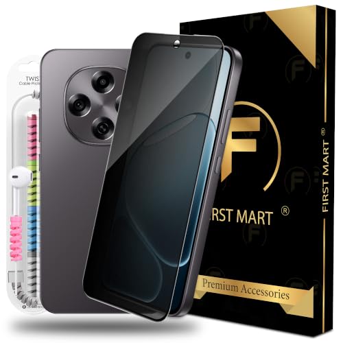 Image of FIRST MART Privacy Tempered Glass for Oppo F31 Pro, F31, F33 & F33 Pro with Cable Guard & Installation Kit | Anti-Spy 9H Screen Protector, Edge-to-Edge, Case-Friendly | Black