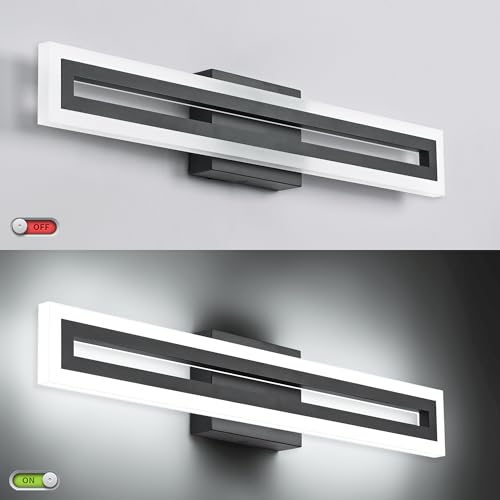 Image of SOLFART 24 inch LED Vanity Lights Black Bathroom Light Fixture 5 Color Adjustable Bathroom Vanity Lights Over Mirror LED Vanity Lighting Fixtures Light Bar 5CCT