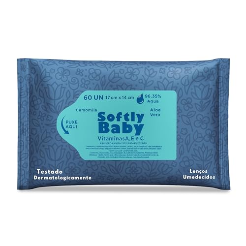 Lenço Umedecido Baby Softly - Pacote com 60 Unidades Cada - Suave...
