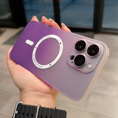 Étui magnétique iPhone 12 Pro violet dégradé anti rayure et protection objectif PC