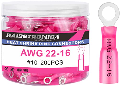 haisstronica 200PCS Heat Shrink Ring Terminals