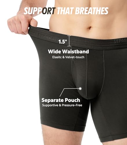 Separatec Breathable Mens Underwear with Separate Pouch Moisture Wicking Soft Anti Chafing Boxer Briefs for Men 4 Pack4